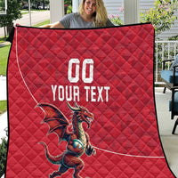 Custom Wales Rugby Quilt Welsh Dragon Mascot Red Version - Wonder Print Shop