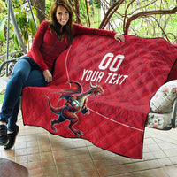 Custom Wales Rugby Quilt Welsh Dragon Mascot Red Version - Wonder Print Shop