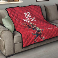 Custom Wales Rugby Quilt Welsh Dragon Mascot Red Version - Wonder Print Shop