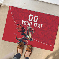 Custom Wales Rugby Rubber Doormat Welsh Dragon Mascot Red Version - Wonder Print Shop