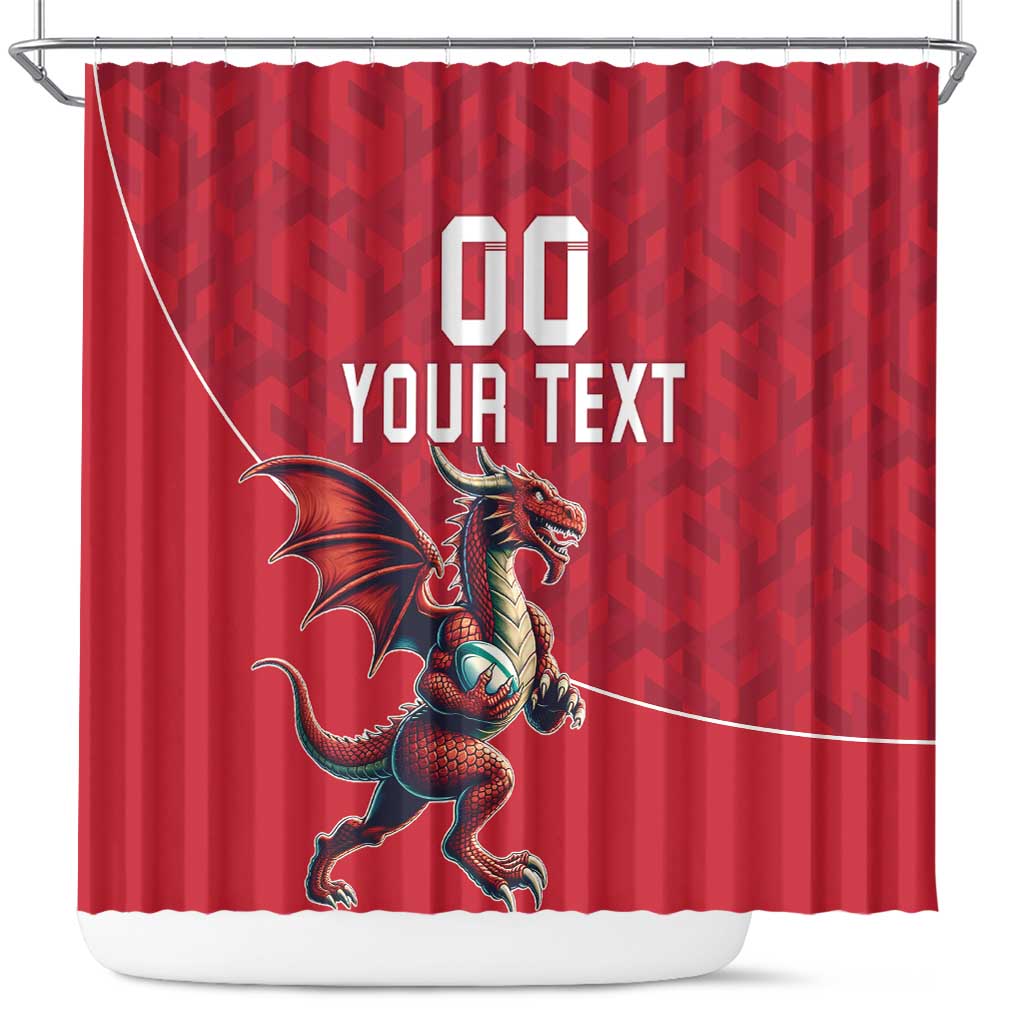 Custom Wales Rugby Shower Curtain Welsh Dragon Mascot Red Version - Wonder Print Shop