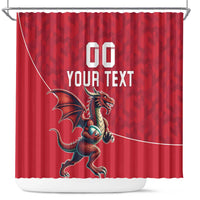 Custom Wales Rugby Shower Curtain Welsh Dragon Mascot Red Version - Wonder Print Shop