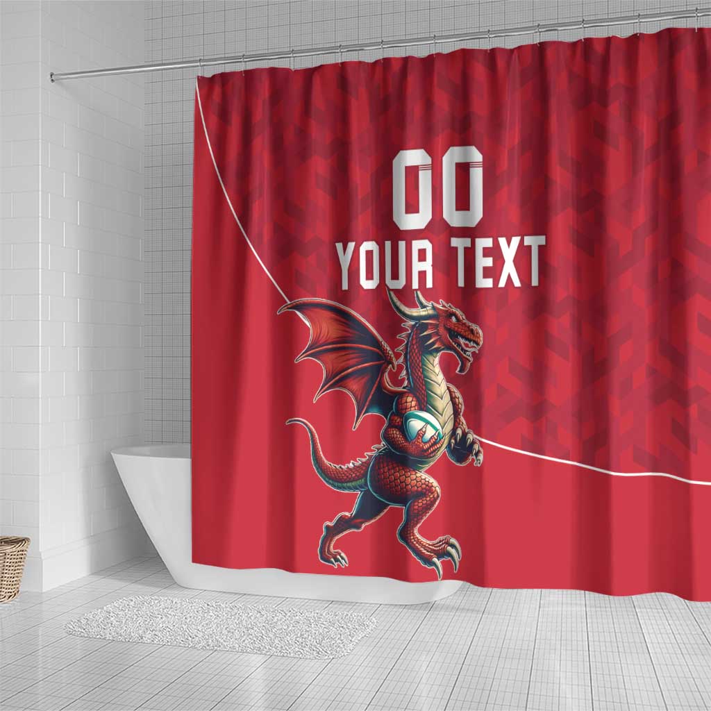 Custom Wales Rugby Shower Curtain Welsh Dragon Mascot Red Version - Wonder Print Shop