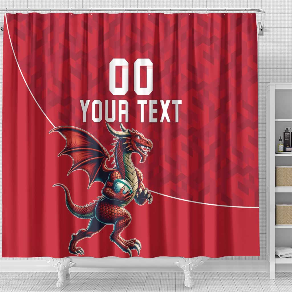 Custom Wales Rugby Shower Curtain Welsh Dragon Mascot Red Version - Wonder Print Shop