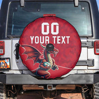 Custom Wales Rugby Spare Tire Cover Welsh Dragon Mascot Red Version - Wonder Print Shop