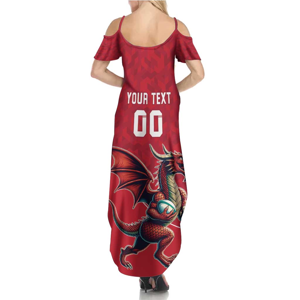 Custom Wales Rugby Summer Maxi Dress Welsh Dragon Mascot Red Version - Wonder Print Shop