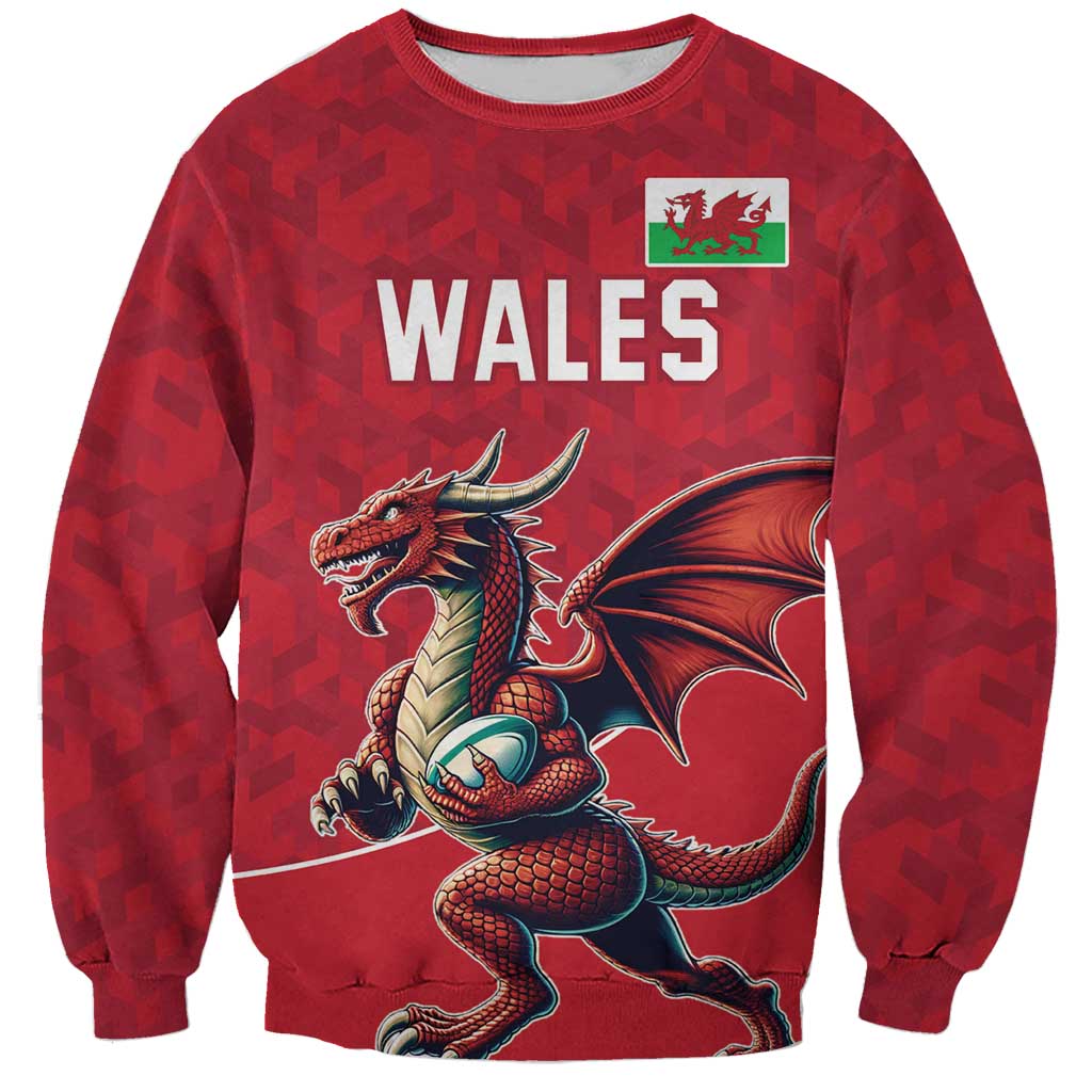 Custom Wales Rugby Sweatshirt Welsh Dragon Mascot Red Version - Wonder Print Shop