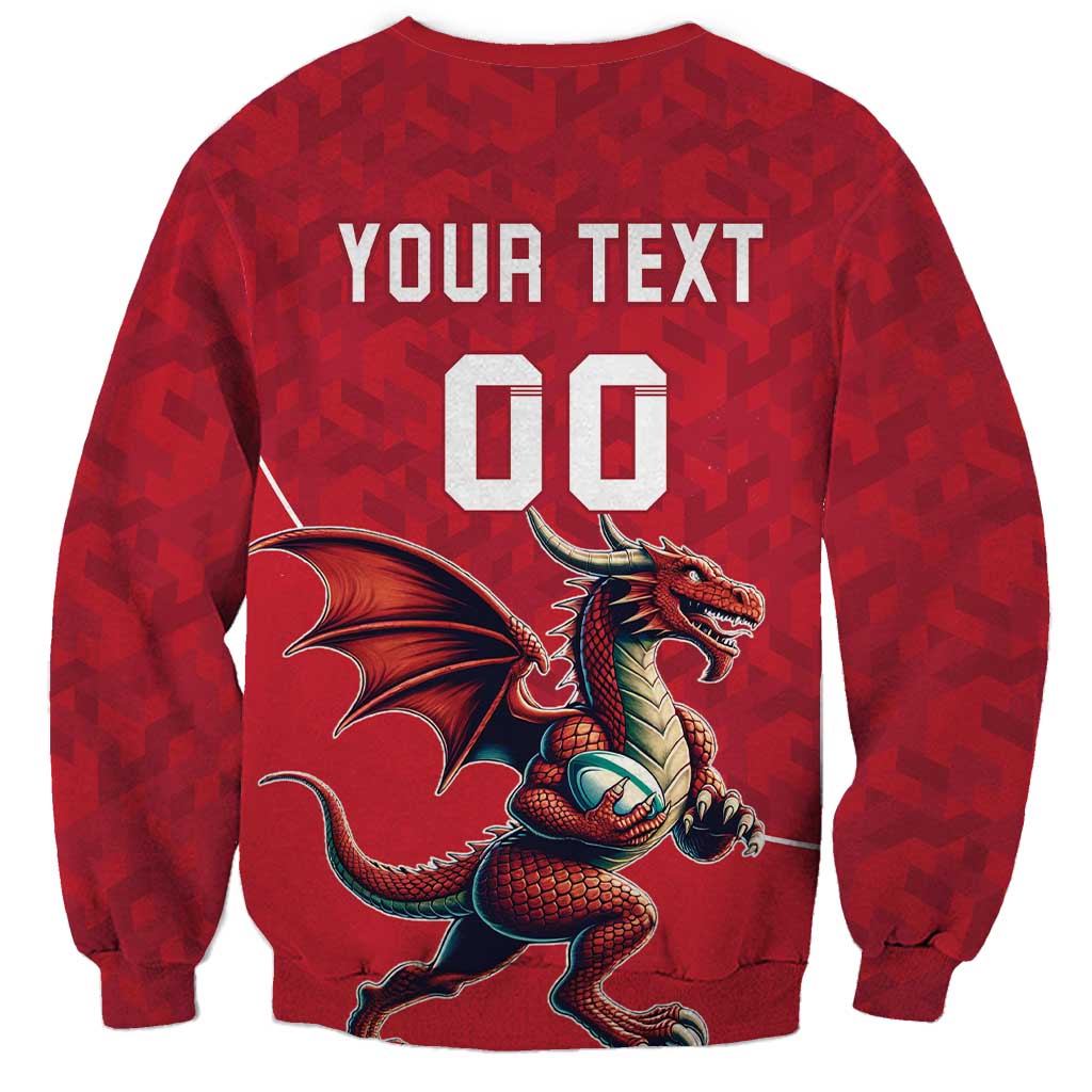 Custom Wales Rugby Sweatshirt Welsh Dragon Mascot Red Version - Wonder Print Shop