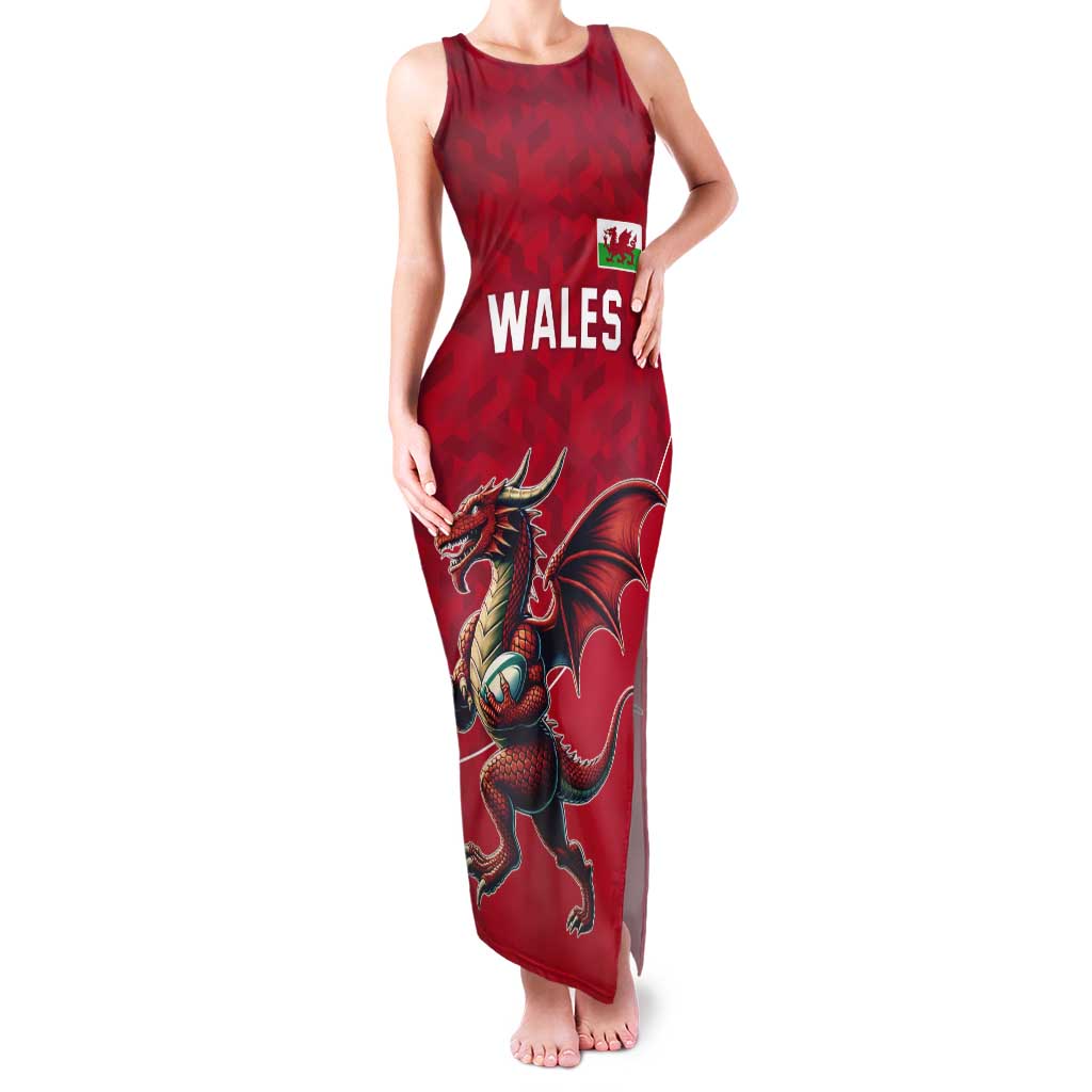 Custom Wales Rugby Tank Maxi Dress Welsh Dragon Mascot Red Version - Wonder Print Shop