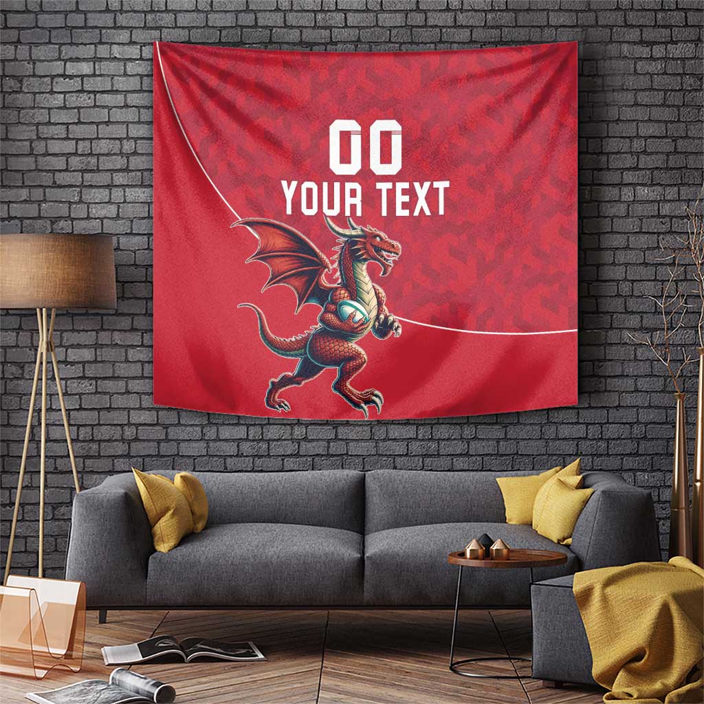 Custom Wales Rugby Tapestry Welsh Dragon Mascot Red Version - Wonder Print Shop