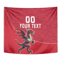 Custom Wales Rugby Tapestry Welsh Dragon Mascot Red Version - Wonder Print Shop