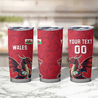 Custom Wales Rugby Tumbler Cup Welsh Dragon Mascot Red Version - Wonder Print Shop