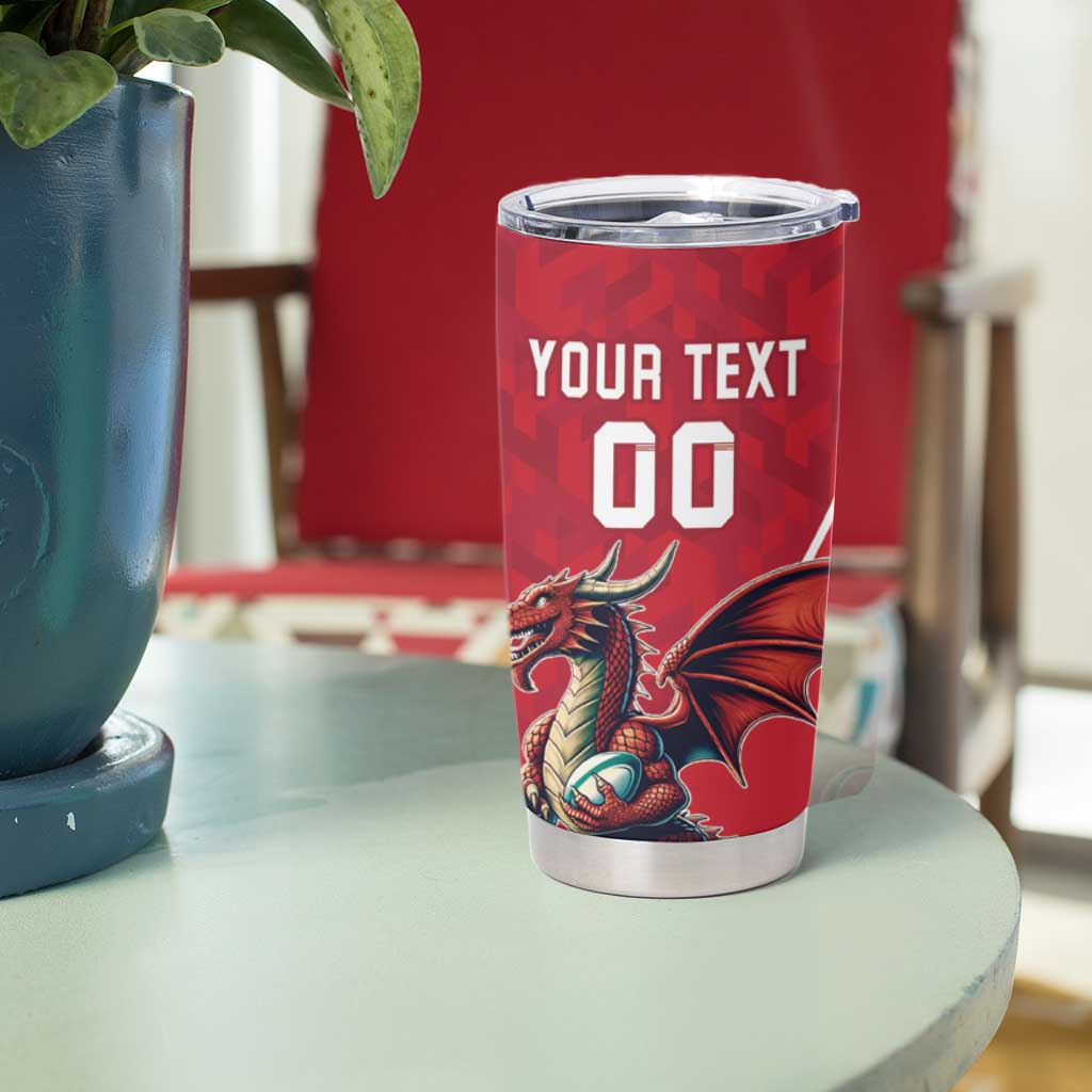 Custom Wales Rugby Tumbler Cup Welsh Dragon Mascot Red Version - Wonder Print Shop