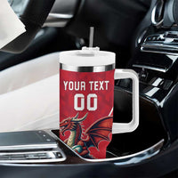 Custom Wales Rugby Tumbler With Handle Welsh Dragon Mascot Red Version - Wonder Print Shop