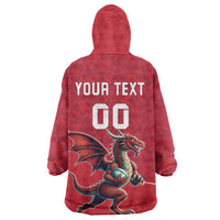 Custom Wales Rugby Wearable Blanket Hoodie Welsh Dragon Mascot Red Version - Wonder Print Shop
