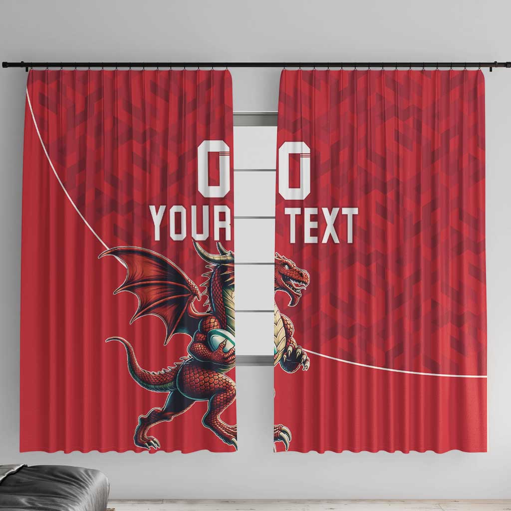 Custom Wales Rugby Window Curtain Welsh Dragon Mascot Red Version - Wonder Print Shop