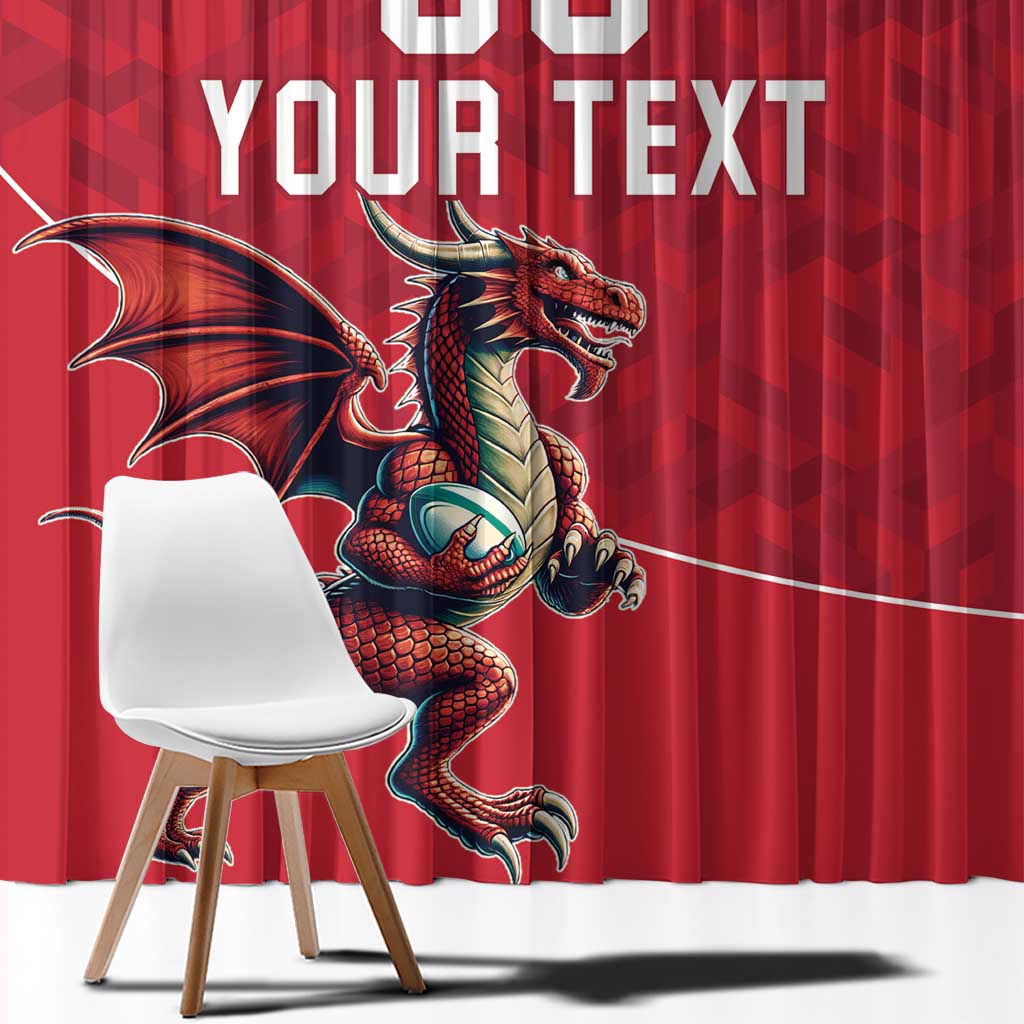 Custom Wales Rugby Window Curtain Welsh Dragon Mascot Red Version - Wonder Print Shop