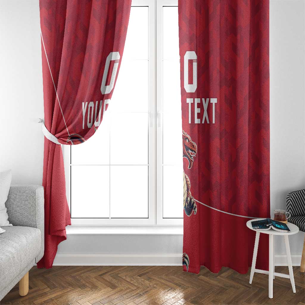 Custom Wales Rugby Window Curtain Welsh Dragon Mascot Red Version - Wonder Print Shop