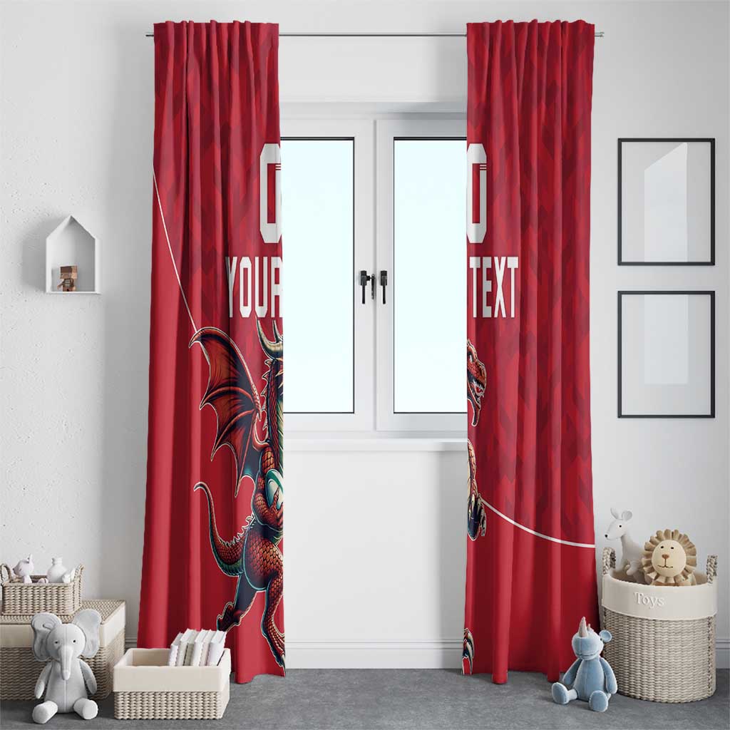 Custom Wales Rugby Window Curtain Welsh Dragon Mascot Red Version - Wonder Print Shop