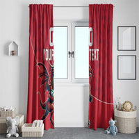Custom Wales Rugby Window Curtain Welsh Dragon Mascot Red Version - Wonder Print Shop