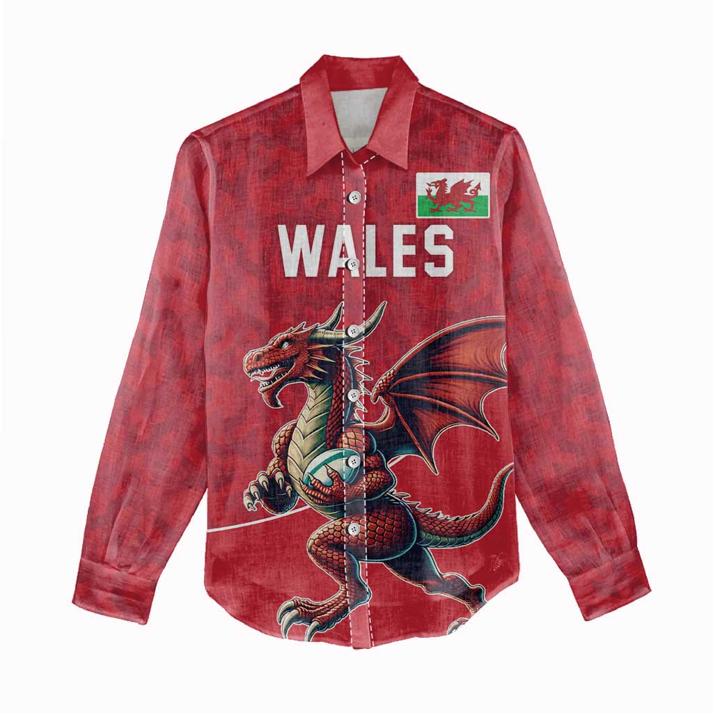 Custom Wales Rugby Women Casual Shirt Welsh Dragon Mascot Red Version - Wonder Print Shop