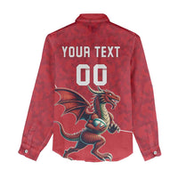 Custom Wales Rugby Women Casual Shirt Welsh Dragon Mascot Red Version - Wonder Print Shop