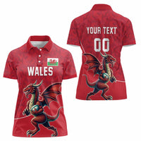 Custom Wales Rugby Women Polo Shirt Welsh Dragon Mascot Red Version - Wonder Print Shop