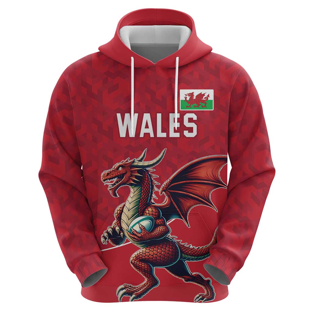 Custom Wales Rugby Zip Hoodie Welsh Dragon Mascot Red Version - Wonder Print Shop