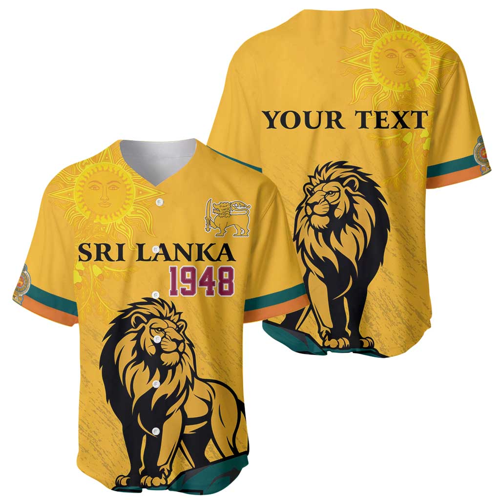 Personalized Sri Lanka Independence Day 1948 Baseball Jersey Lion With Traditional Sun Face