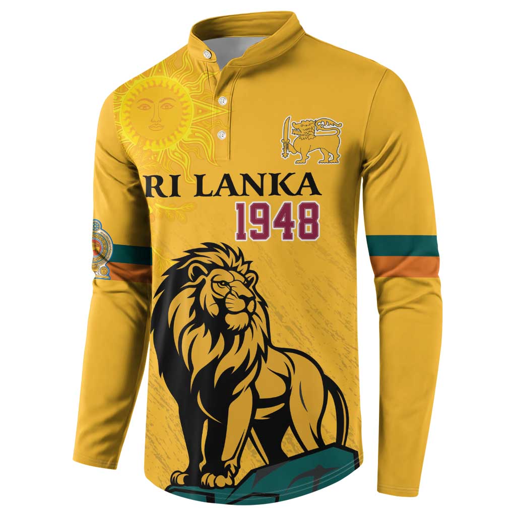 Personalized Sri Lanka Independence Day 1948 Button Sweatshirt Lion With Traditional Sun Face