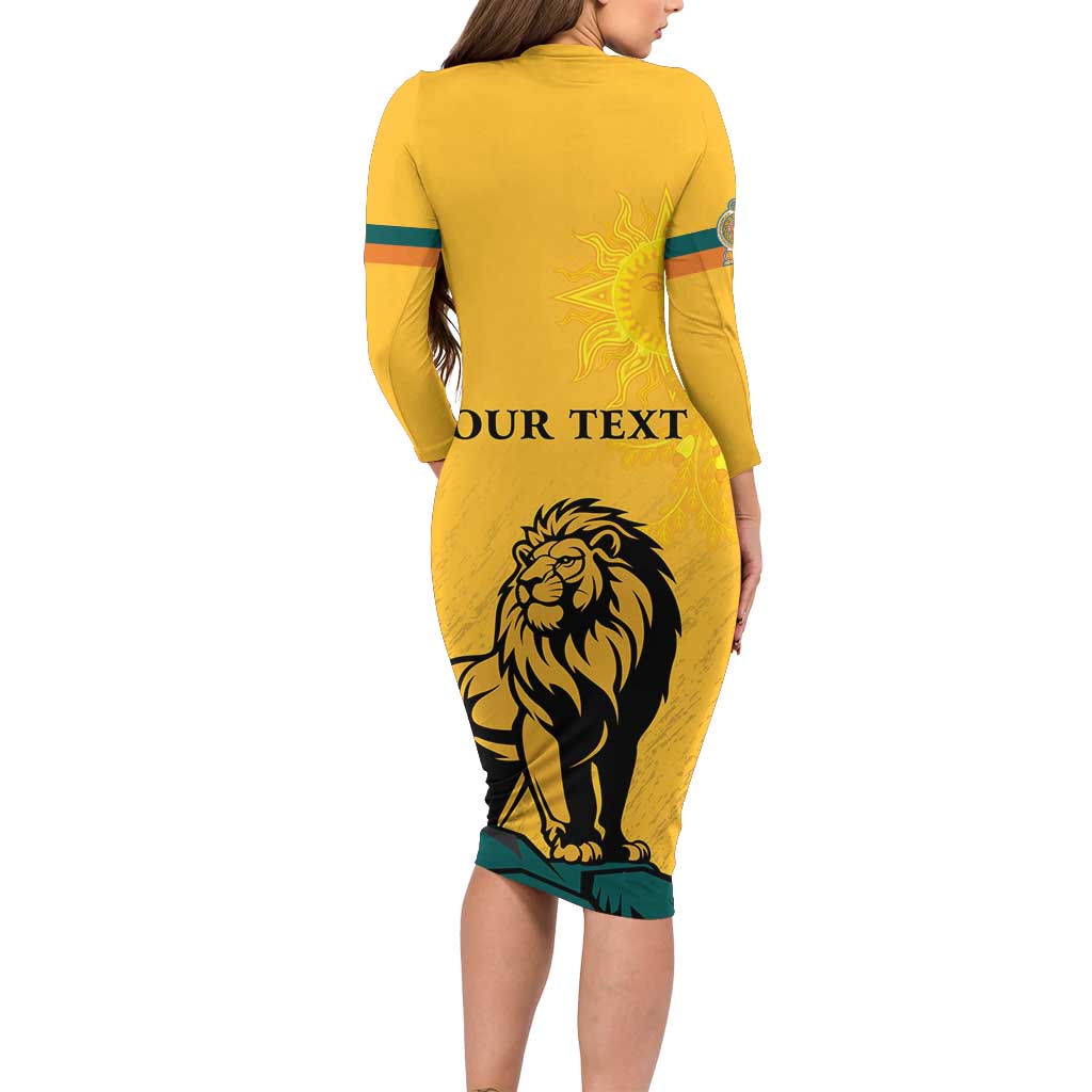 Personalized Sri Lanka Independence Day 1948 Family Matching Long Sleeve Bodycon Dress and Hawaiian Shirt Lion With Traditional Sun Face - Wonder Print Shop