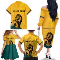 Personalized Sri Lanka Independence Day 1948 Family Matching Off The Shoulder Long Sleeve Dress and Hawaiian Shirt Lion With Traditional Sun Face