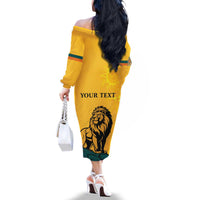 Personalized Sri Lanka Independence Day 1948 Family Matching Off The Shoulder Long Sleeve Dress and Hawaiian Shirt Lion With Traditional Sun Face