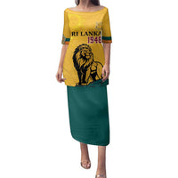 Personalized Sri Lanka Independence Day 1948 Family Matching Puletasi and Hawaiian Shirt Lion With Traditional Sun Face