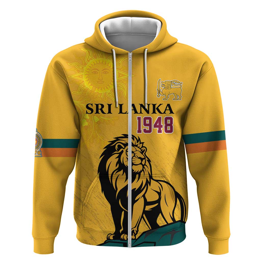 Personalized Sri Lanka Independence Day 1948 Hoodie Lion With Traditional Sun Face - Wonder Print Shop