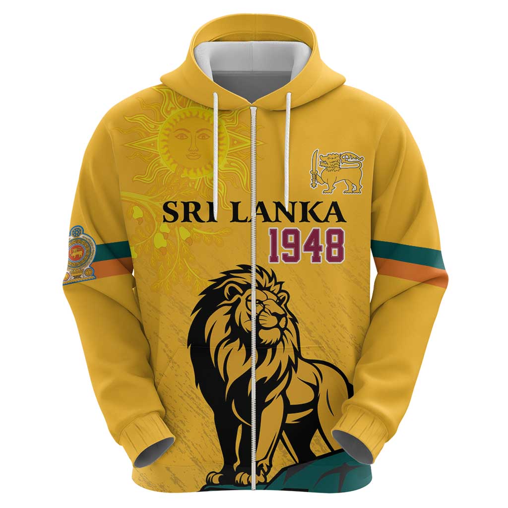 Personalized Sri Lanka Independence Day 1948 Hoodie Lion With Traditional Sun Face - Wonder Print Shop