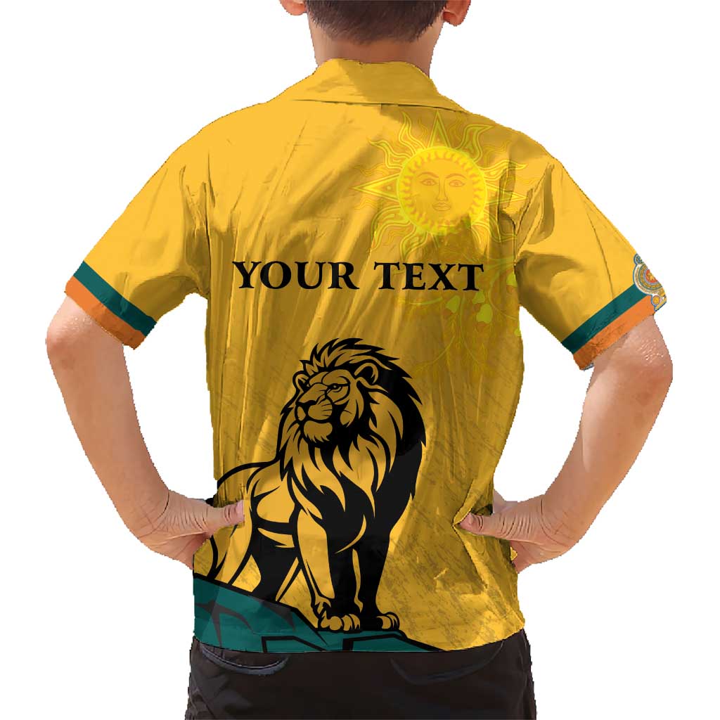 Personalized Sri Lanka Independence Day 1948 Kid Hawaiian Shirt Lion With Traditional Sun Face - Wonder Print Shop