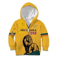 Personalized Sri Lanka Independence Day 1948 Kid Hoodie Lion With Traditional Sun Face - Wonder Print Shop