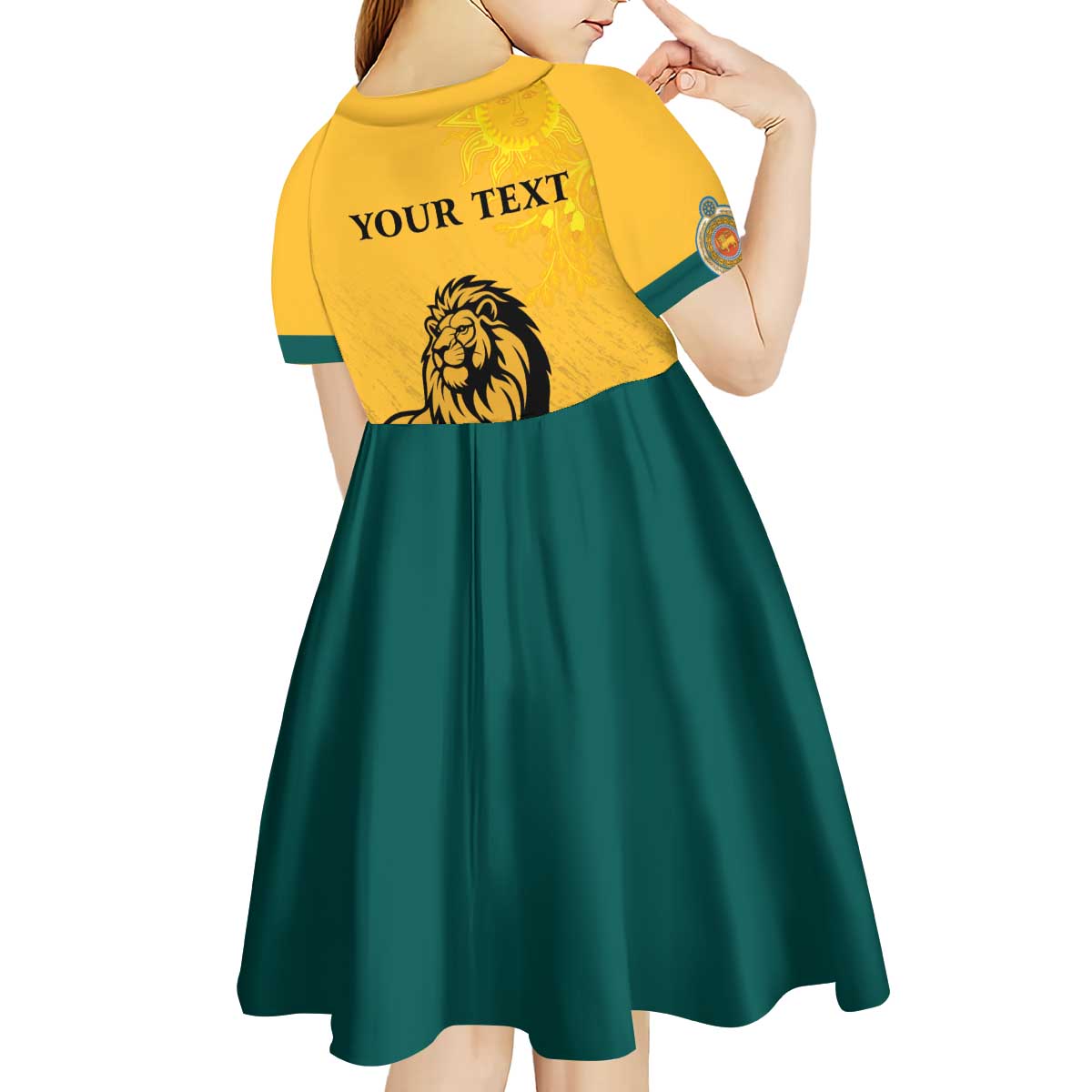 Personalized Sri Lanka Independence Day 1948 Kid Short Sleeve Dress Lion With Traditional Sun Face - Wonder Print Shop