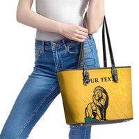 Personalized Sri Lanka Independence Day 1948 Leather Tote Bag Lion With Traditional Sun Face