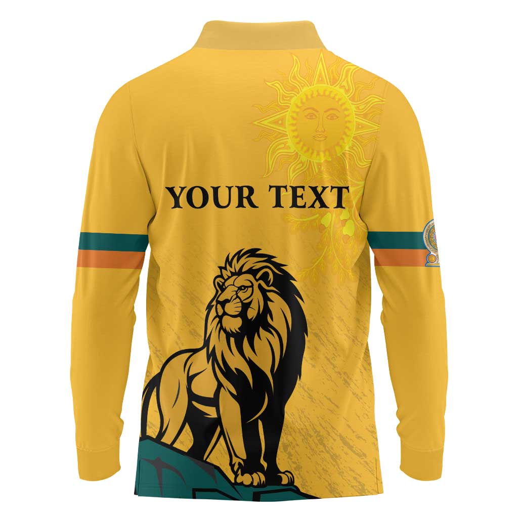 Personalized Sri Lanka Independence Day 1948 Long Sleeve Polo Shirt Lion With Traditional Sun Face - Wonder Print Shop