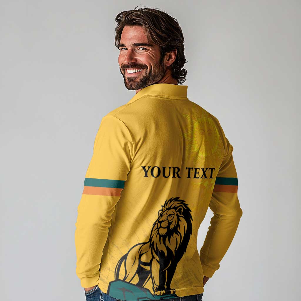 Personalized Sri Lanka Independence Day 1948 Long Sleeve Polo Shirt Lion With Traditional Sun Face - Wonder Print Shop