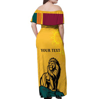 Personalized Sri Lanka Independence Day 1948 Off Shoulder Maxi Dress Lion With Traditional Sun Face - Wonder Print Shop