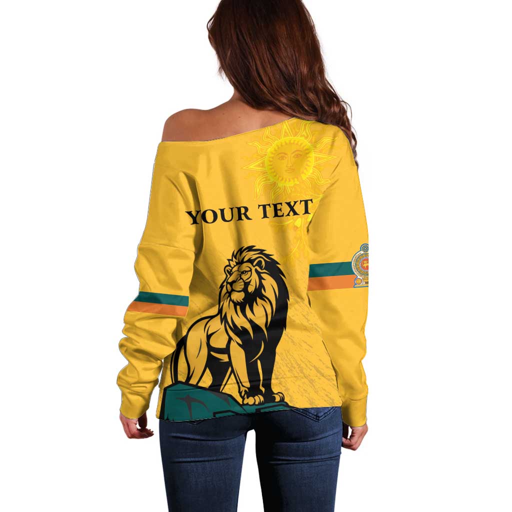 Personalized Sri Lanka Independence Day 1948 Off Shoulder Sweater Lion With Traditional Sun Face - Wonder Print Shop