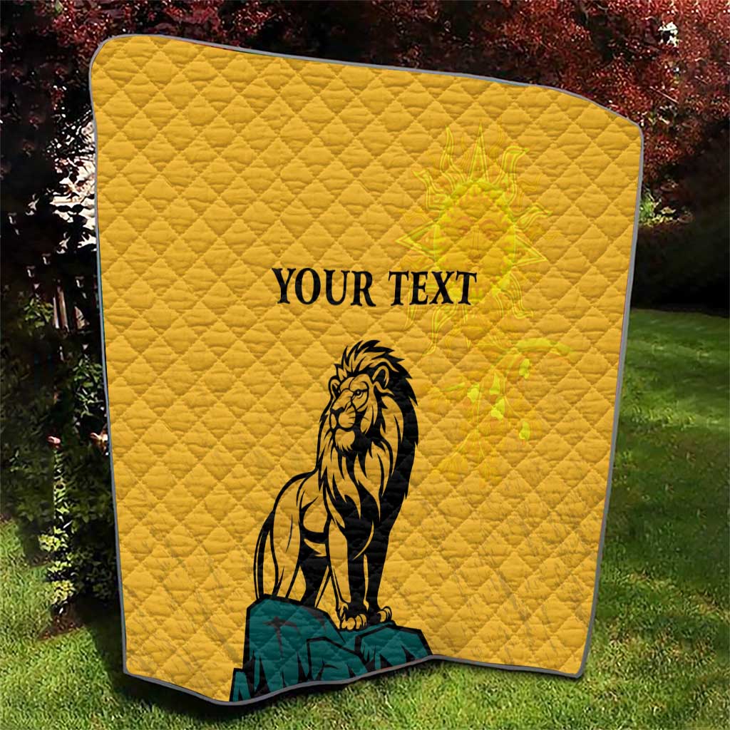 Personalized Sri Lanka Independence Day 1948 Quilt Lion With Traditional Sun Face - Wonder Print Shop