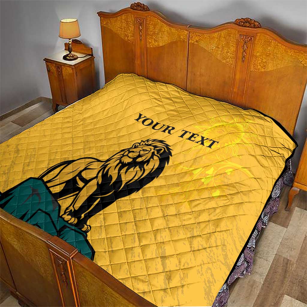 Personalized Sri Lanka Independence Day 1948 Quilt Lion With Traditional Sun Face - Wonder Print Shop