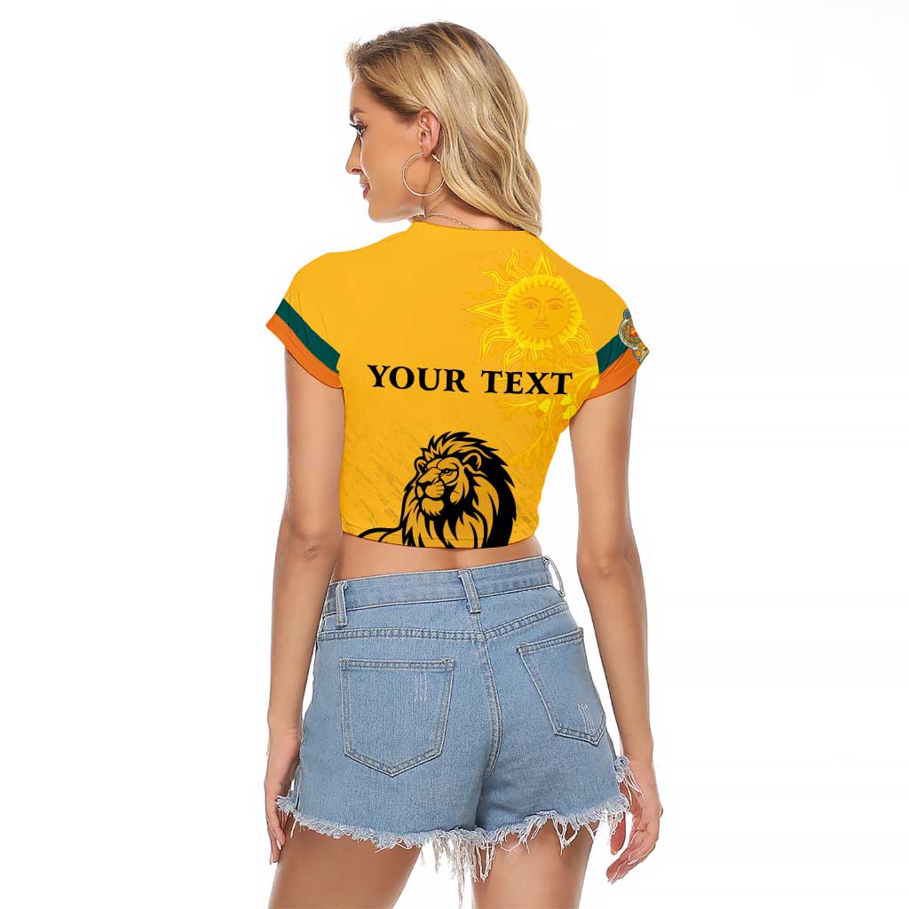 Personalized Sri Lanka Independence Day 1948 Raglan Cropped T Shirt Lion With Traditional Sun Face - Wonder Print Shop