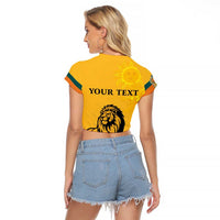 Personalized Sri Lanka Independence Day 1948 Raglan Cropped T Shirt Lion With Traditional Sun Face - Wonder Print Shop