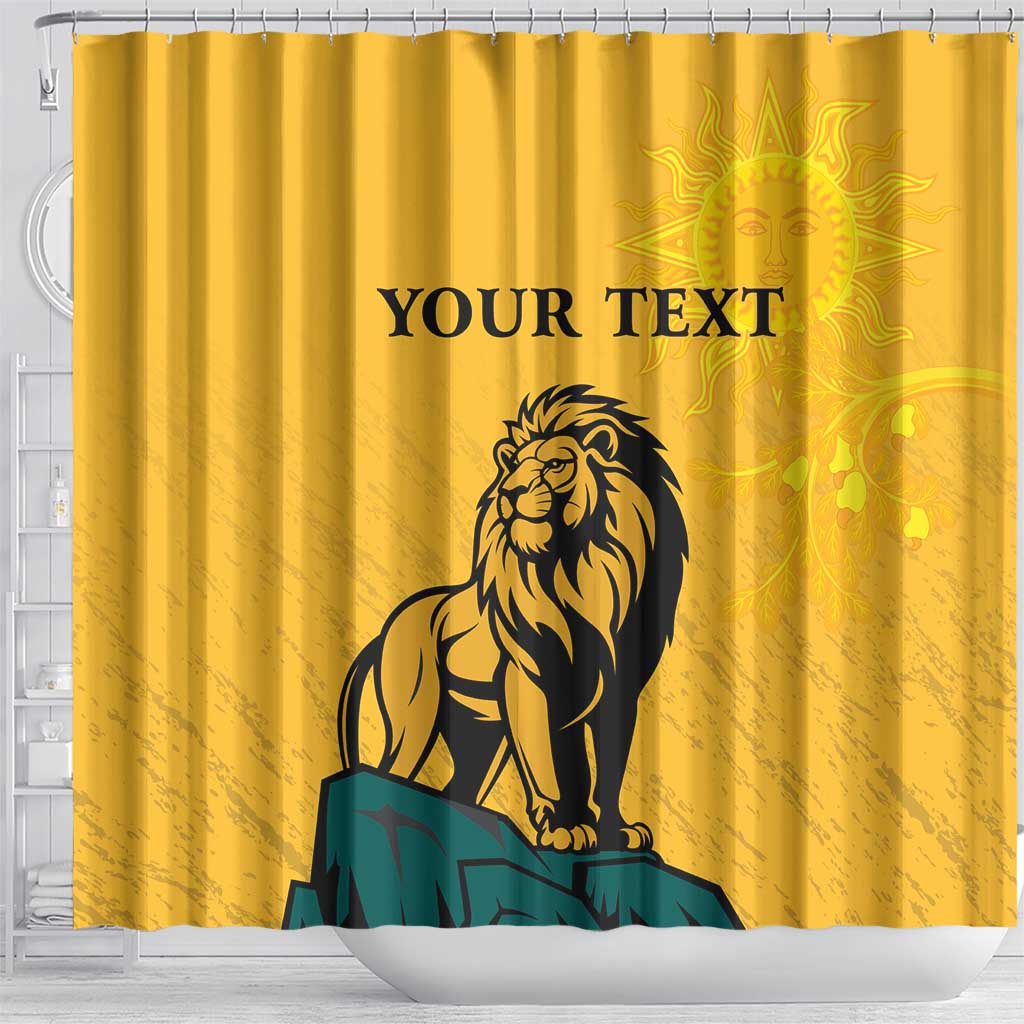Personalized Sri Lanka Independence Day 1948 Shower Curtain Lion With Traditional Sun Face - Wonder Print Shop
