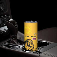 Personalized Sri Lanka Independence Day 1948 Skinny Tumbler Lion With Traditional Sun Face - Wonder Print Shop